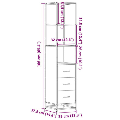 Bathroom Cabinet Grey Sonoma 35x37.5x166 cm Engineered Wood