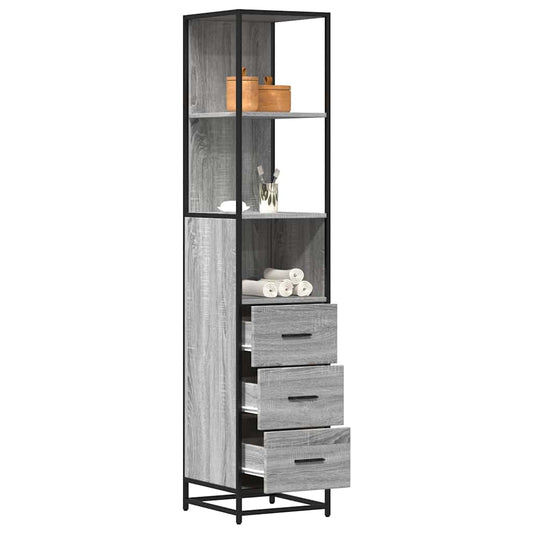 Bathroom Cabinet Grey Sonoma 35x37.5x166 cm Engineered Wood