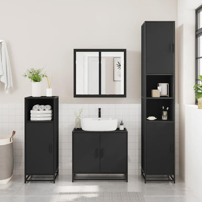 Bathroom Mirror Cabinet Black 65x20x60 cm Engineered Wood