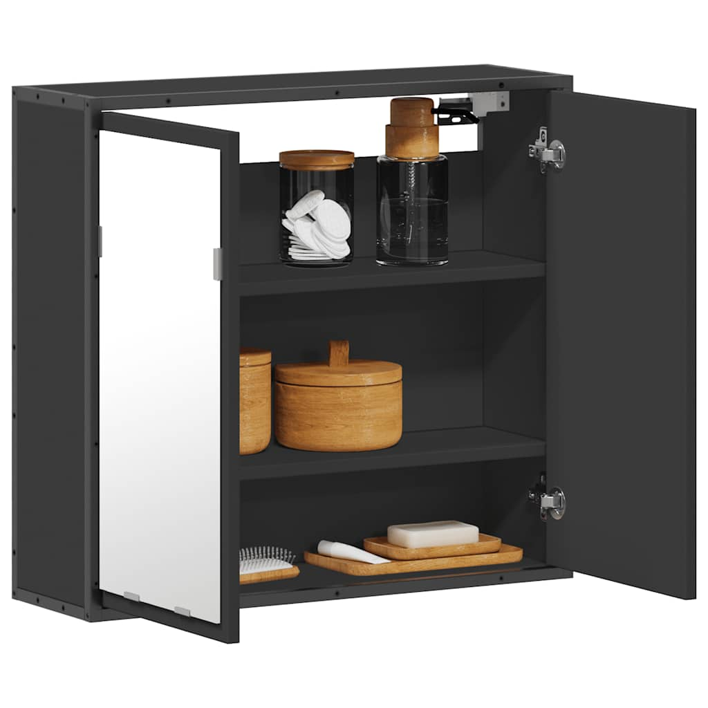 Bathroom Mirror Cabinet Black 65x20x60 cm Engineered Wood