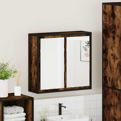 Bathroom Mirror Cabinet Smoked Oak 65x20x60 cm Engineered Wood