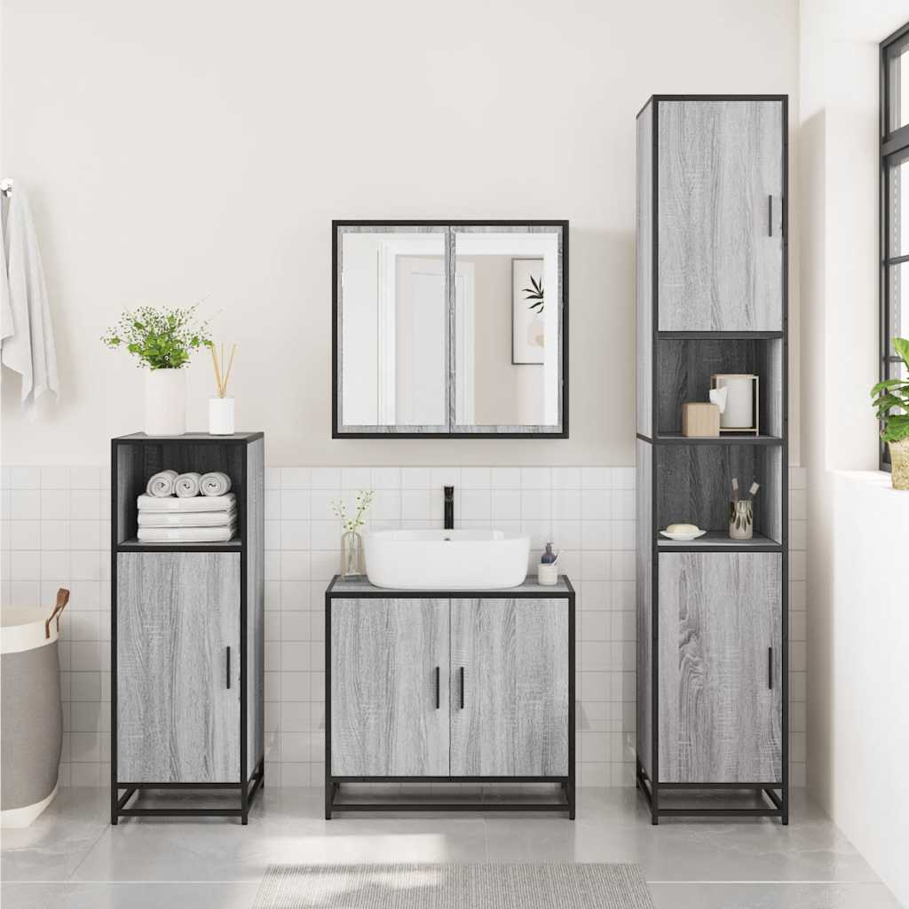 Bathroom Mirror Cabinet Grey Sonoma 65x20x60 cm Engineered Wood