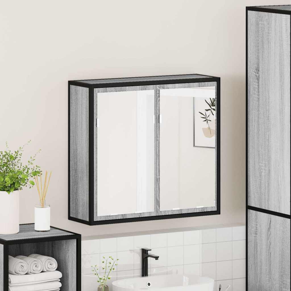 Bathroom Mirror Cabinet Grey Sonoma 65x20x60 cm Engineered Wood