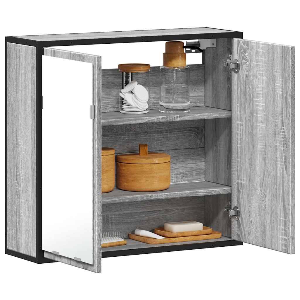 Bathroom Mirror Cabinet Grey Sonoma 65x20x60 cm Engineered Wood