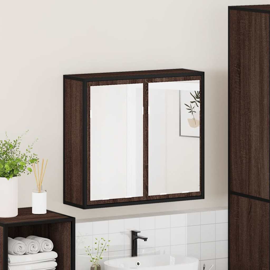 Bathroom Mirror Cabinet Brown Oak 65x20x60 cm Engineered Wood