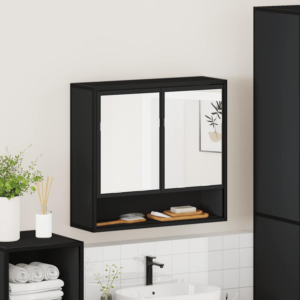 Bathroom Mirror Cabinet Black 65x20x60 cm Engineered Wood