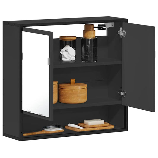 Bathroom Mirror Cabinet Black 65x20x60 cm Engineered Wood