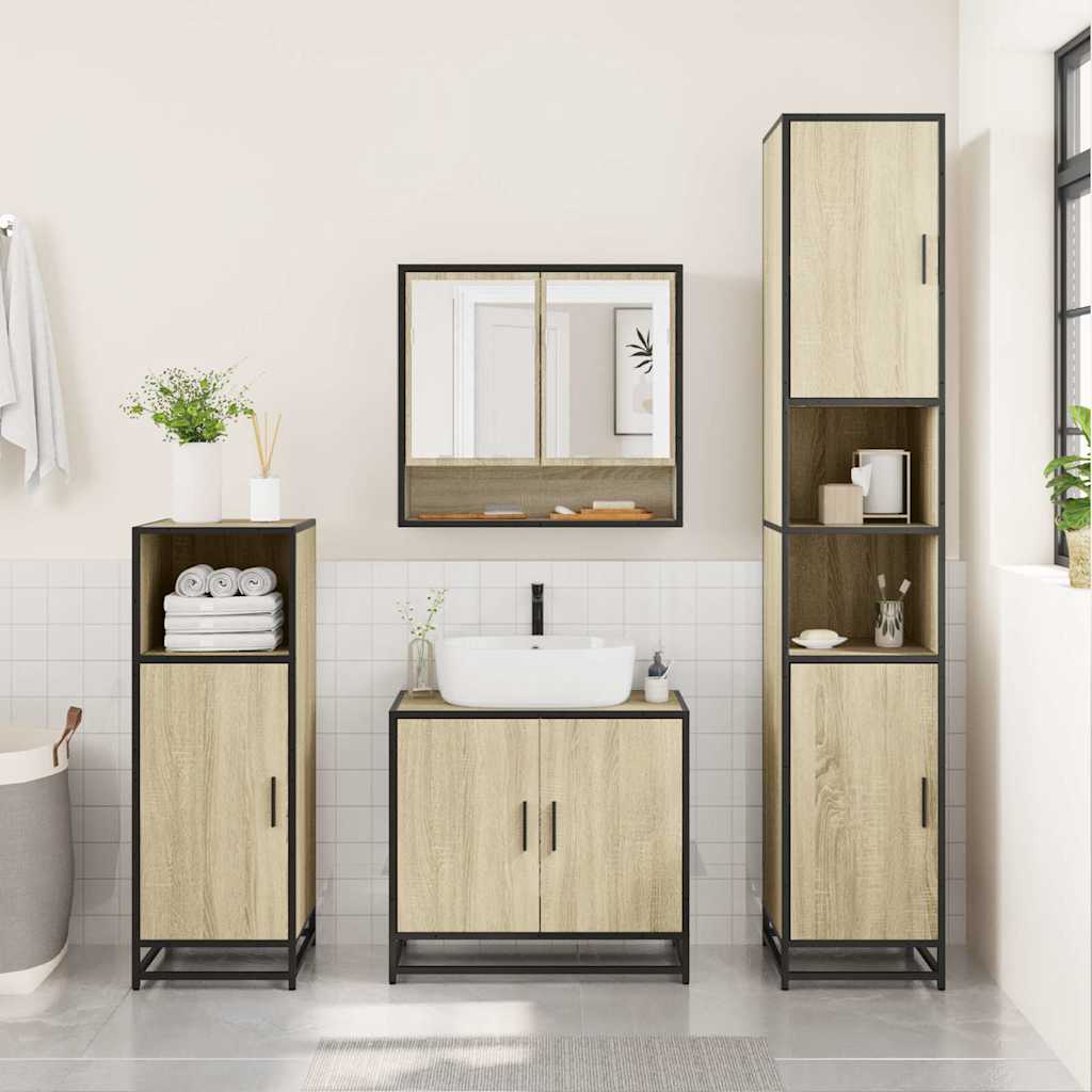 Bathroom Mirror Cabinet Sonoma Oak 65x20x60 cm Engineered Wood