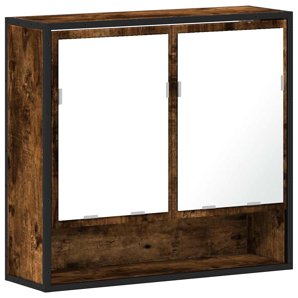 Bathroom Mirror Cabinet Smoked Oak 65x20x60 cm Engineered Wood