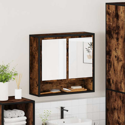 Bathroom Mirror Cabinet Smoked Oak 65x20x60 cm Engineered Wood