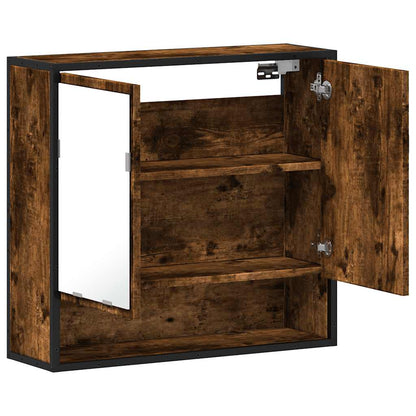 Bathroom Mirror Cabinet Smoked Oak 65x20x60 cm Engineered Wood