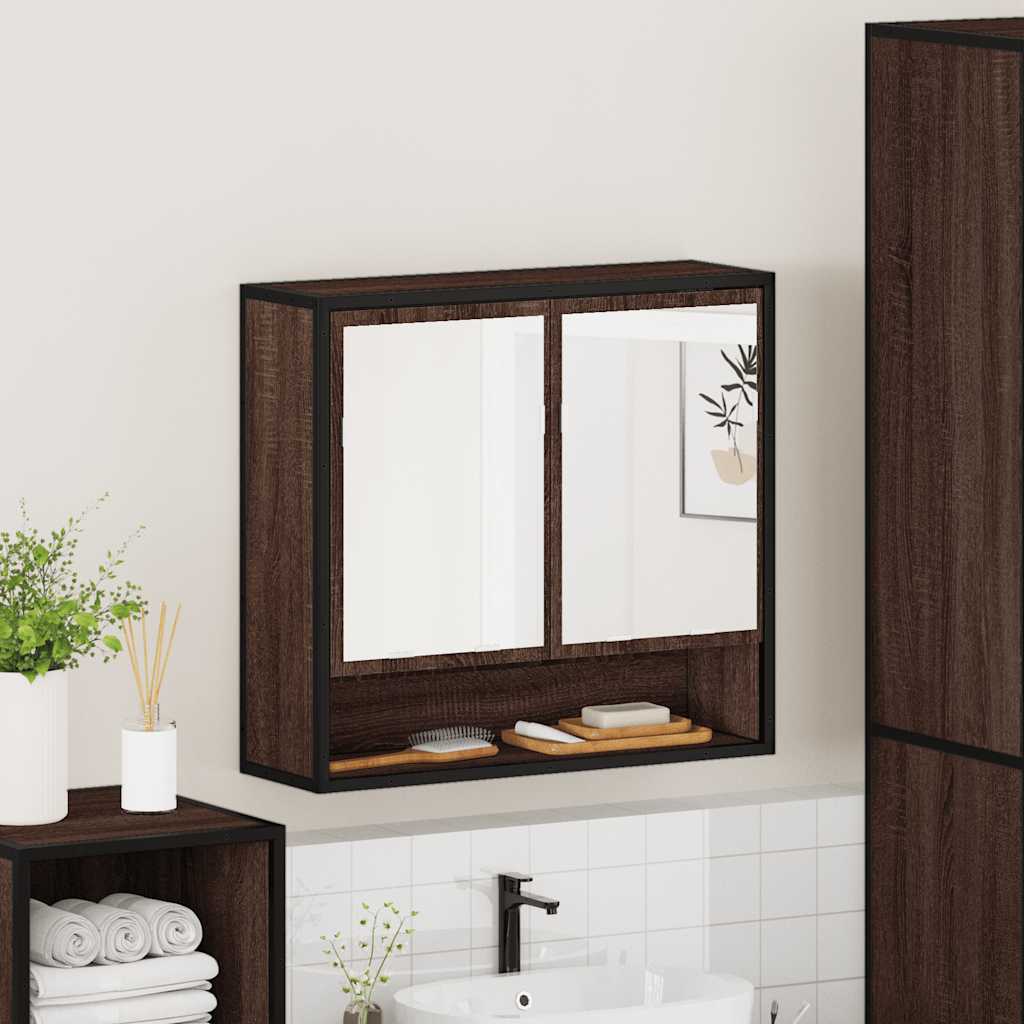 Bathroom Mirror Cabinet Brown Oak 65x20x60 cm Engineered Wood