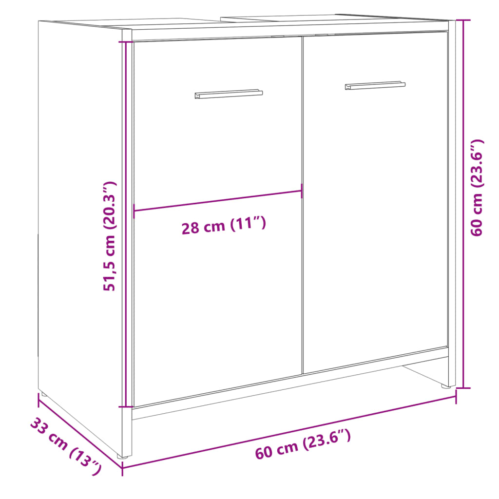 Bathroom Sink Cabinet Sonoma Oak 60x33x60 cm Engineered Wood