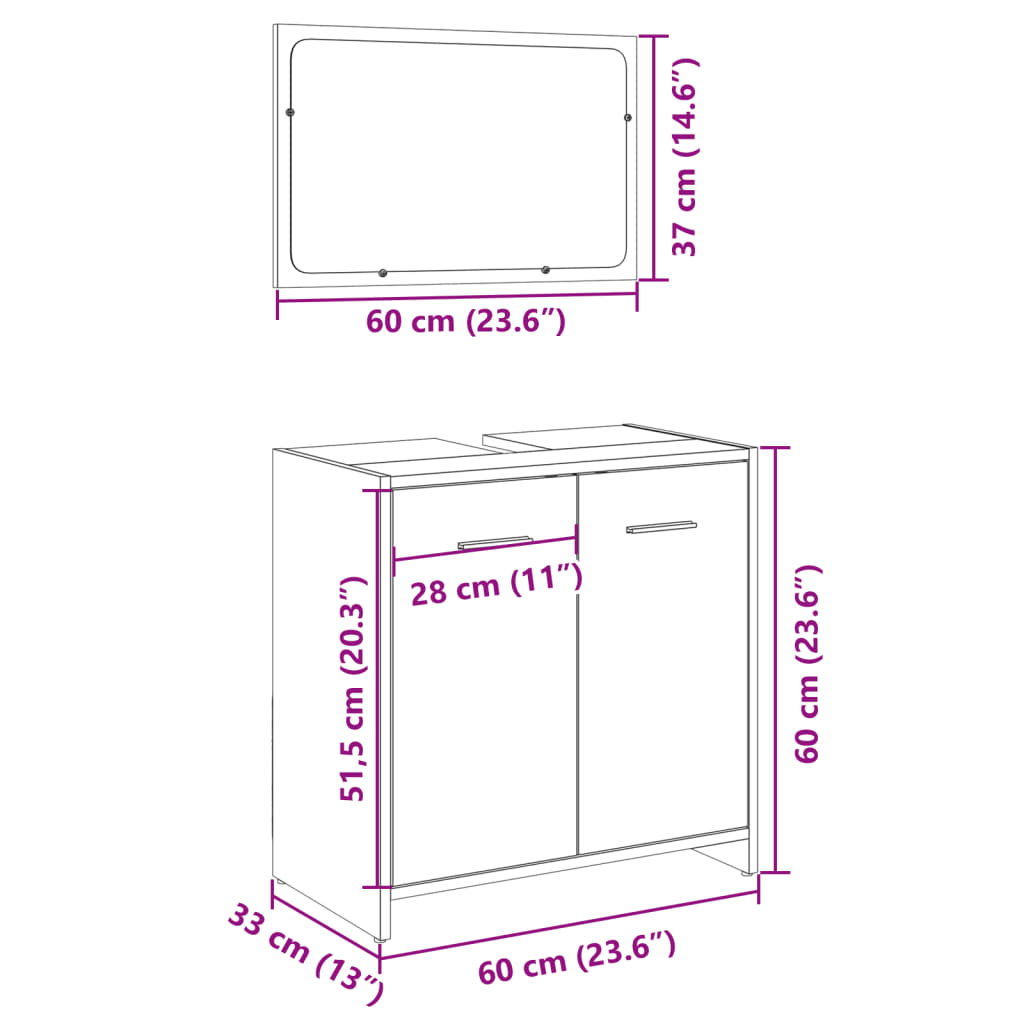 2 Piece Bathroom Furniture Set Sonoma Oak Engineered Wood