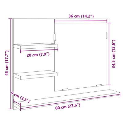 Bathroom Mirror Sonoma Oak 60x10.5x45 cm Engineered Wood