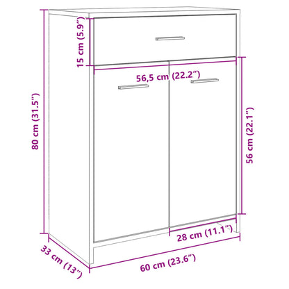 Bathroom Cabinet Sonoma Oak 60x33x80 cm Engineered Wood