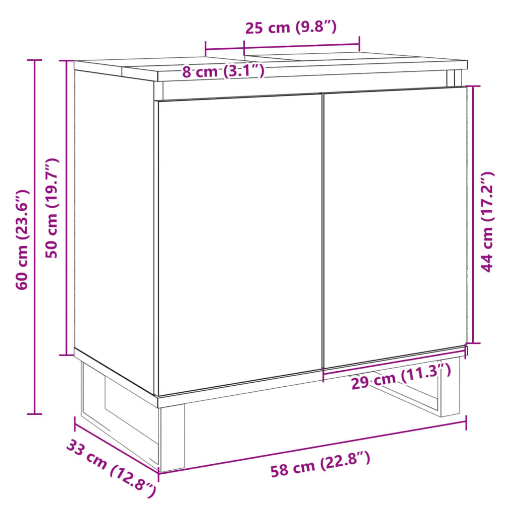 Bathroom Cabinet Sonoma Oak 58x33x60 cm Engineered Wood