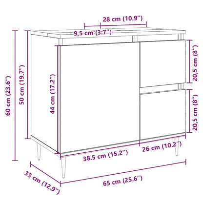 Bathroom Sink Cabinet Sonoma Oak 65x33x60 cm Engineered Wood