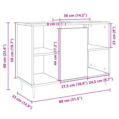 Bathroom Cabinet Sonoma Oak 80x33x60 cm Engineered Wood