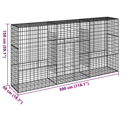 Gabion Basket with Cover 300x50x150 cm Galvanised Iron