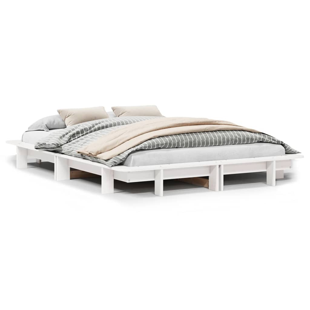 Bed Frame without Mattress White 140x190 cm Solid Wood Pine