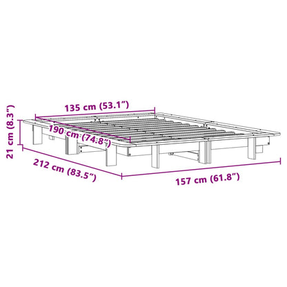 Bed Frame without Mattress Wax Brown 135x190 cm Double Solid Wood Pine