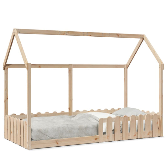 Kids' House Bed Frame without Mattress 90x200 cm Solid Wood Pine
