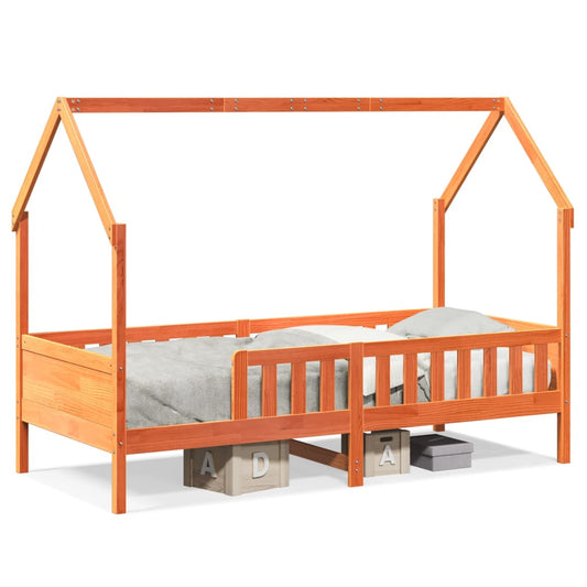 Kids' House Bed Frame without Mattress Wax Brown 80x200 cm Pine