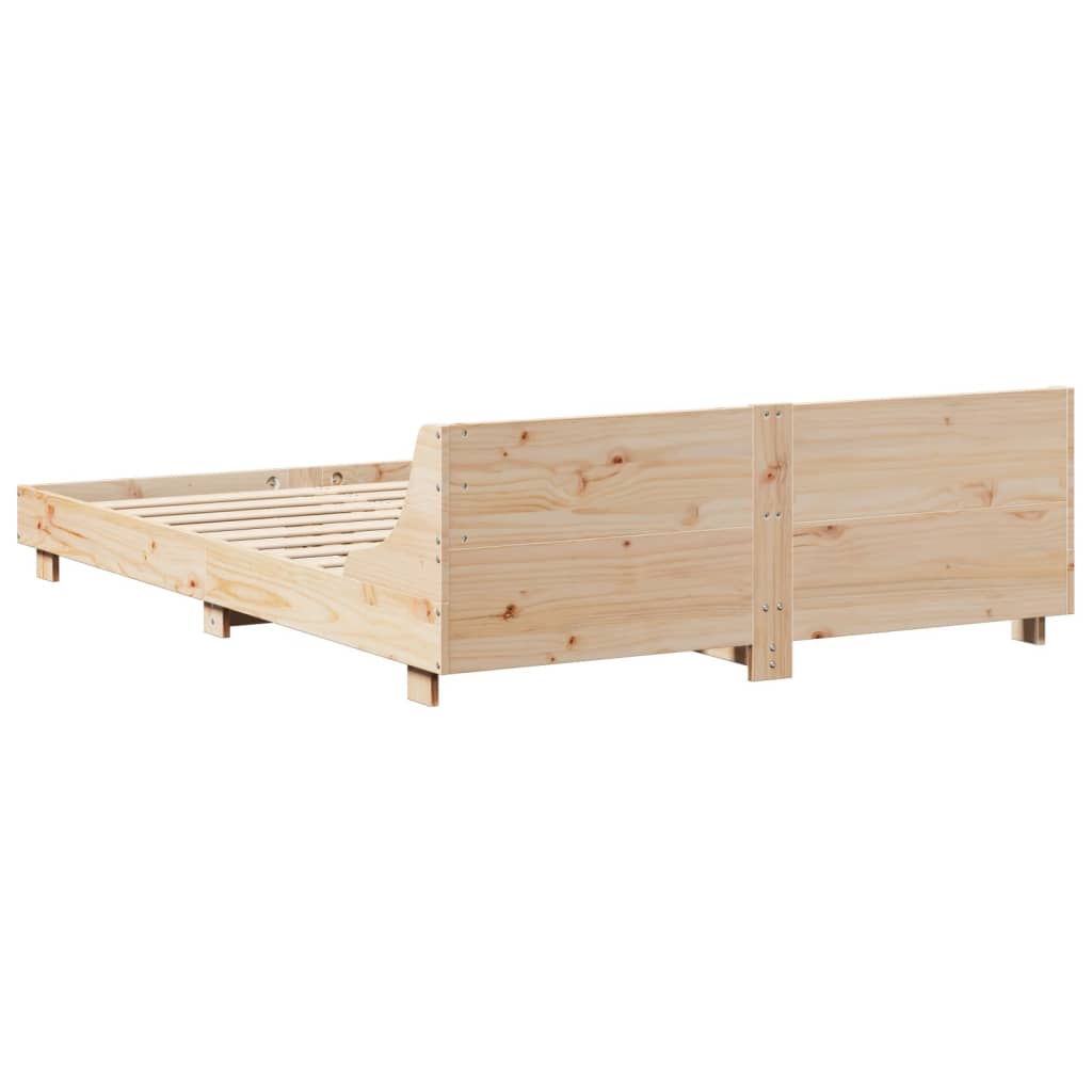 Bed Frame without Mattress 150x200 cm King Size Solid Wood Pine