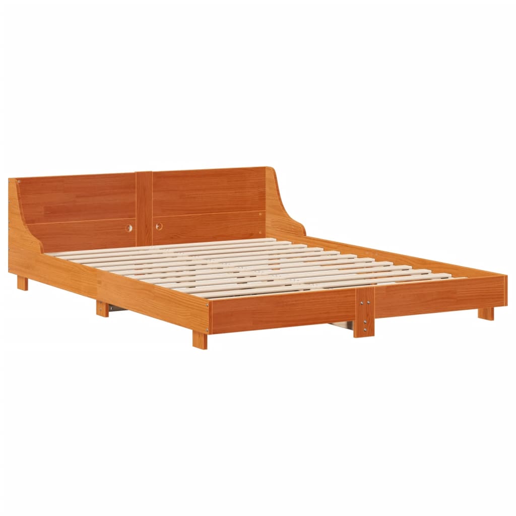 Bed Frame without Mattress Wax Brown 120x200 cm Solid Wood Pine