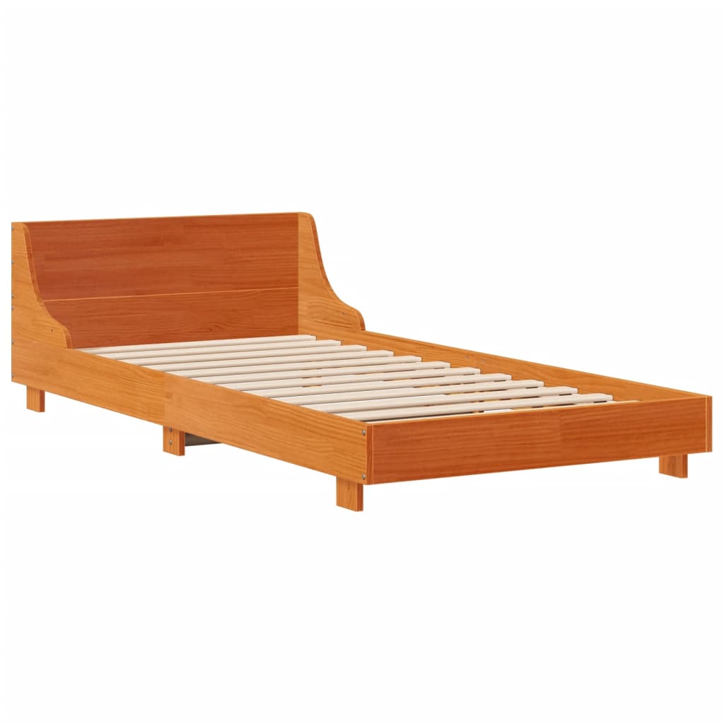 Bed Frame without Mattress Wax Brown 90x190 cm Single Solid Wood Pine