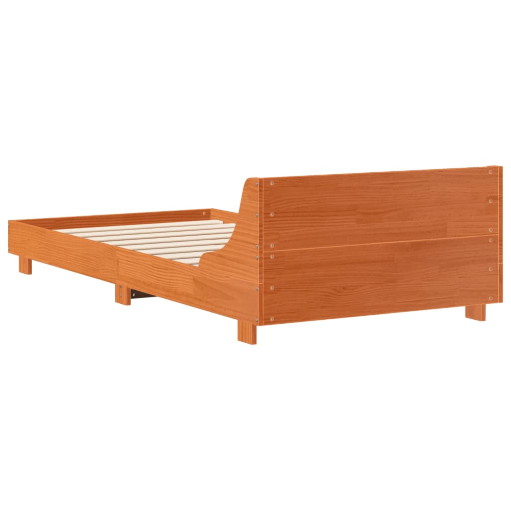 Bed Frame without Mattress Wax Brown 90x190 cm Single Solid Wood Pine