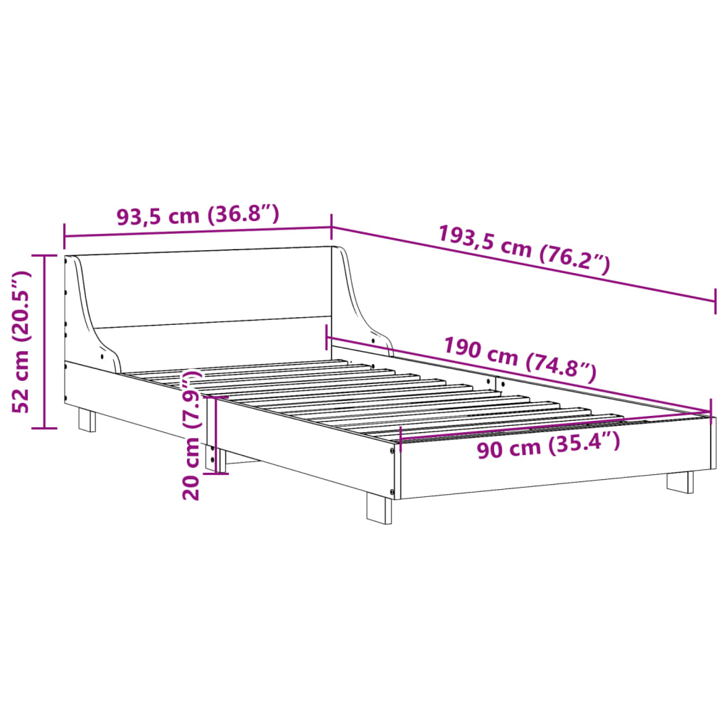 Bed Frame without Mattress Wax Brown 90x190 cm Single Solid Wood Pine
