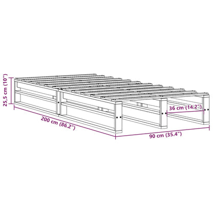 Bed Frame without Mattress White 90x200 cm Solid Wood Pine