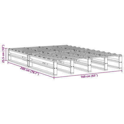 Bed Frame without Mattress White 160x200 cm Solid Wood Pine