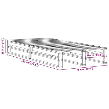 Bed Frame without Mattress White 75x190 cm Small Single Solid Wood Pine