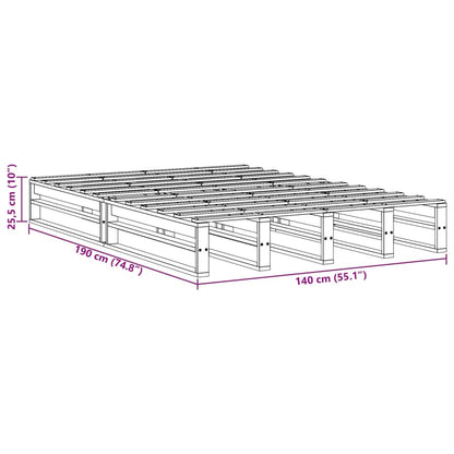 Bed Frame without Mattress White 140x190 cm Solid Wood Pine