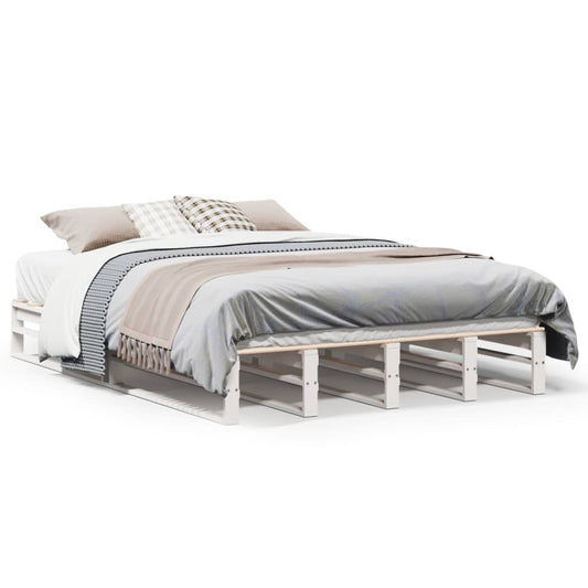 Bed Frame without Mattress White 140x190 cm Solid Wood Pine