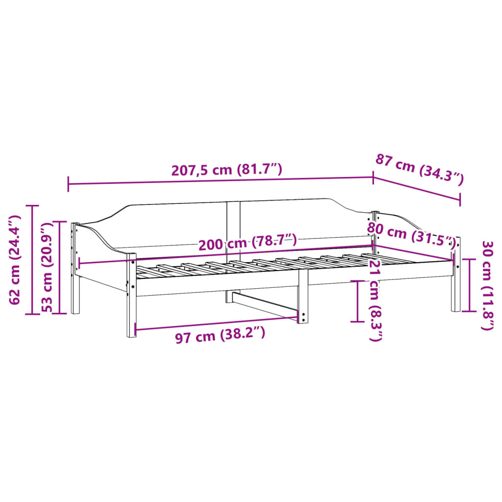 Bed Frame without Mattress 80x200 cm Solid Wood Pine