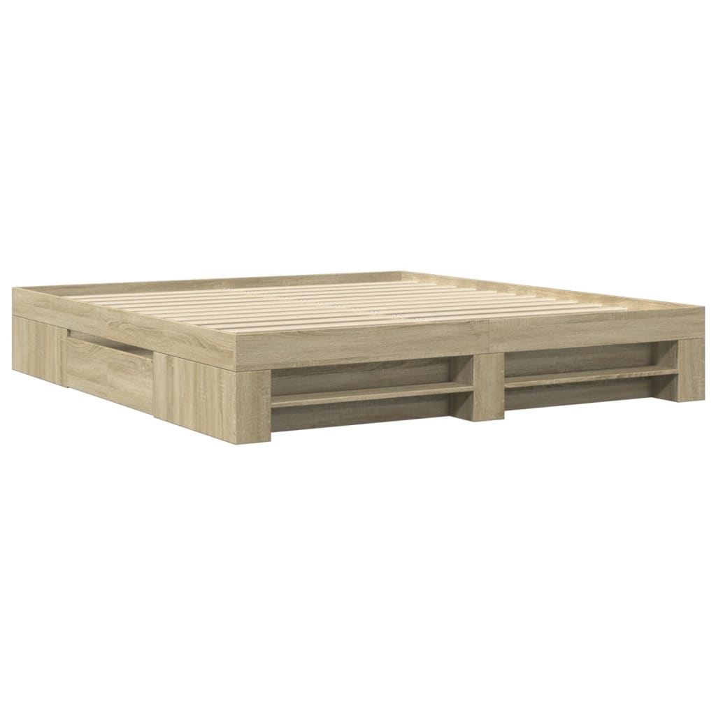 Bed Frame without Mattress Sonoma Oak 180x200 cm Super King Engineered Wood