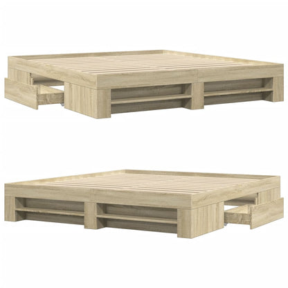 Bed Frame without Mattress Sonoma Oak 180x200 cm Super King Engineered Wood