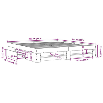 Bed Frame without Mattress Sonoma Oak 180x200 cm Super King Engineered Wood