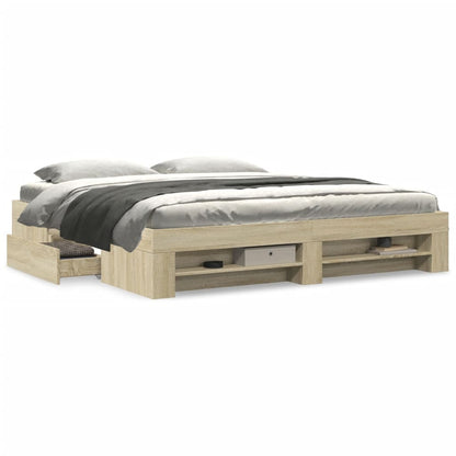 Bed Frame without Mattress Sonoma Oak 180x200 cm Super King Engineered Wood
