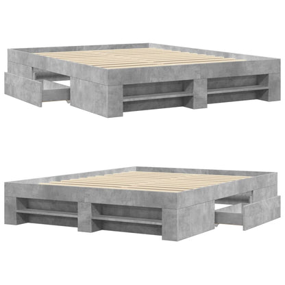 Bed Frame without Mattress Concrete Grey 160x200cm Engineered Wood