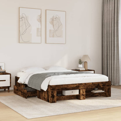 Bed Frame without Mattress Smoked Oak 120x200 cm Engineered Wood