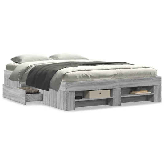 Bed Frame without Mattress Grey Sonoma 120x200 cm Engineered Wood