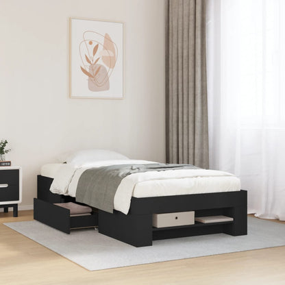Bed Frame without Mattress Black 100x200 cm Engineered Wood