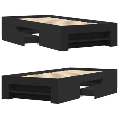 Bed Frame without Mattress Black 100x200 cm Engineered Wood