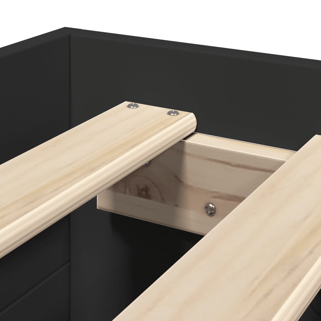 Bed Frame without Mattress Black 100x200 cm Engineered Wood