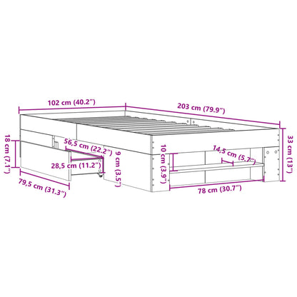 Bed Frame without Mattress Black 100x200 cm Engineered Wood